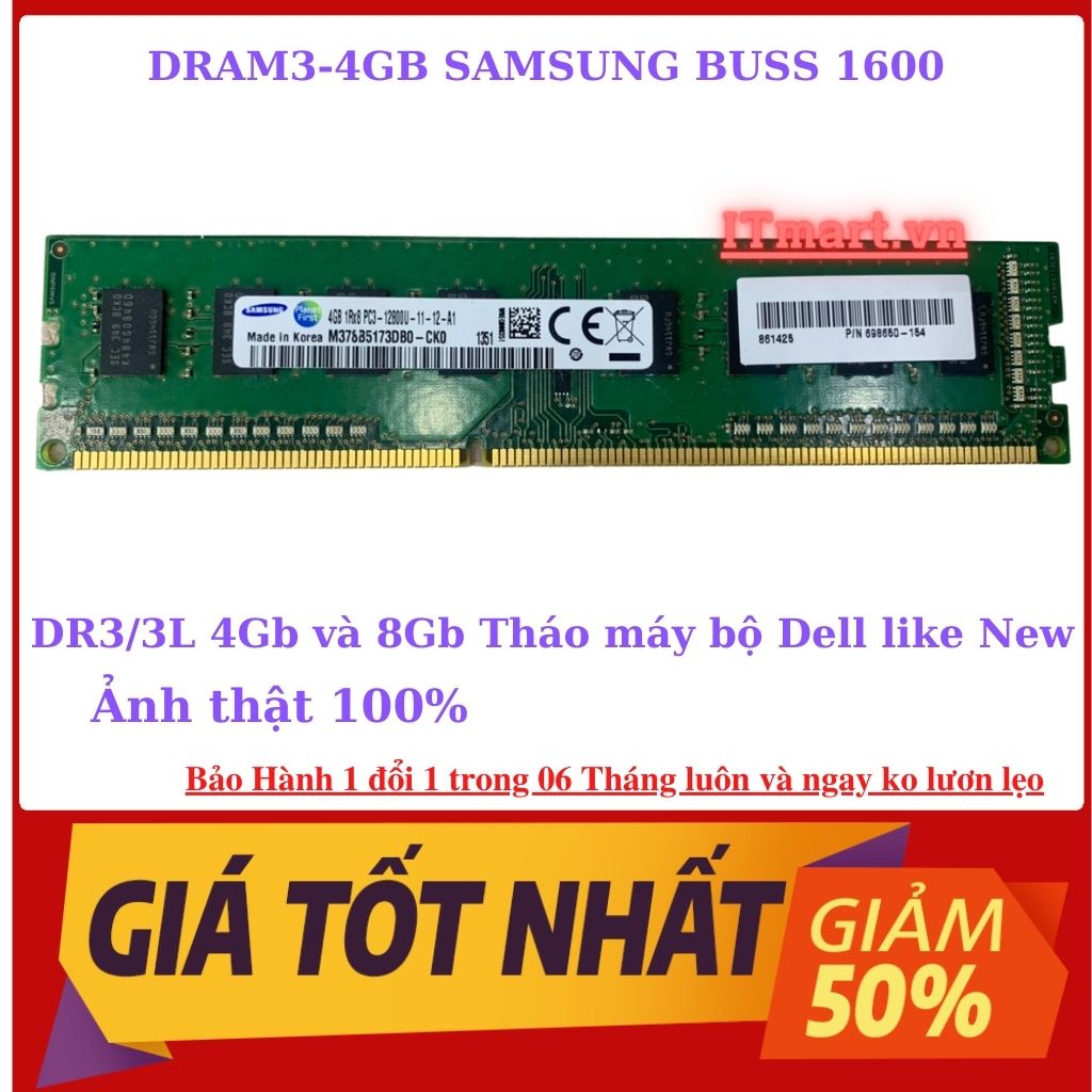 Ram PC máy bàn DDR3  hoặc DDR3L, 8Gb và 4Gb bus 1600 1333- ram tháo máy đồng bộ HP,Dell,chuẩn Mỹ, bảo hành 3 năm