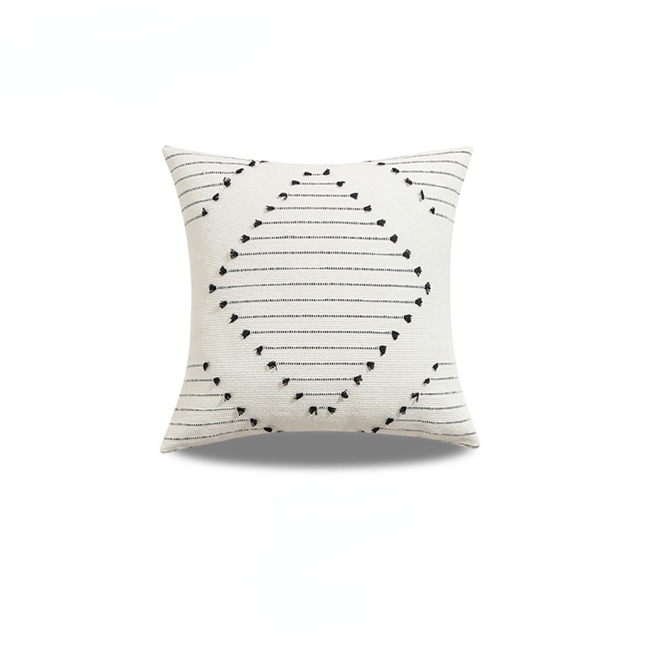 Vỏ Gối Vuông 45x45cm Bằng Cotton Phối Tua Rua Trang Trí Nhà Cửa