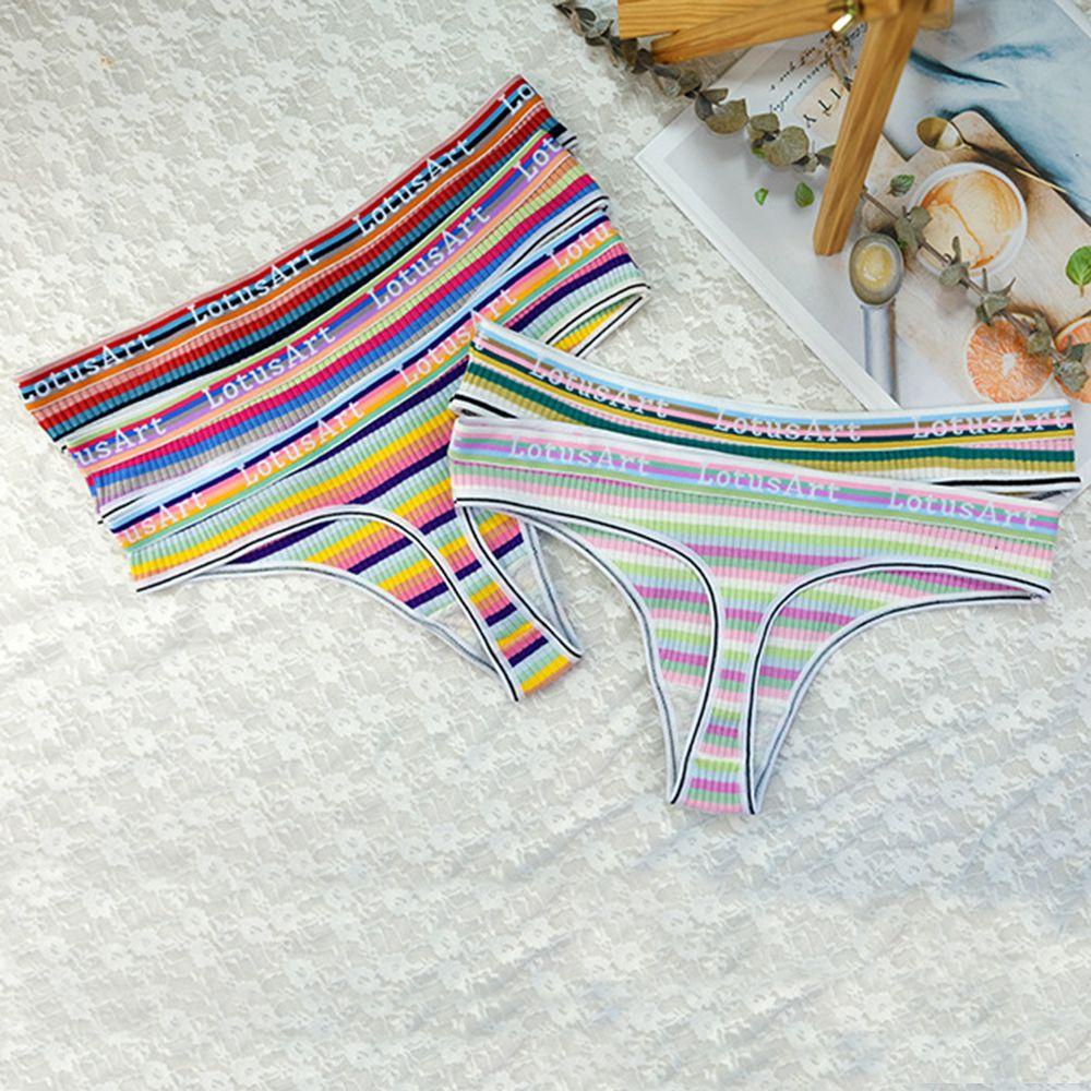 Quần Lót Co Giãn Thoáng Khí In Chữ Màu Sắc Thời Trang Cho Nữ
