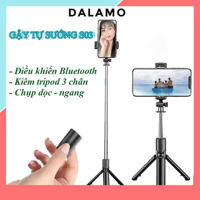 Gậy chụp ảnh tự sướng Bluetooth kiêm tripod 3 chân SELFIE Livestream S03 DALAMO | BigBuy360 - bigbuy360.vn