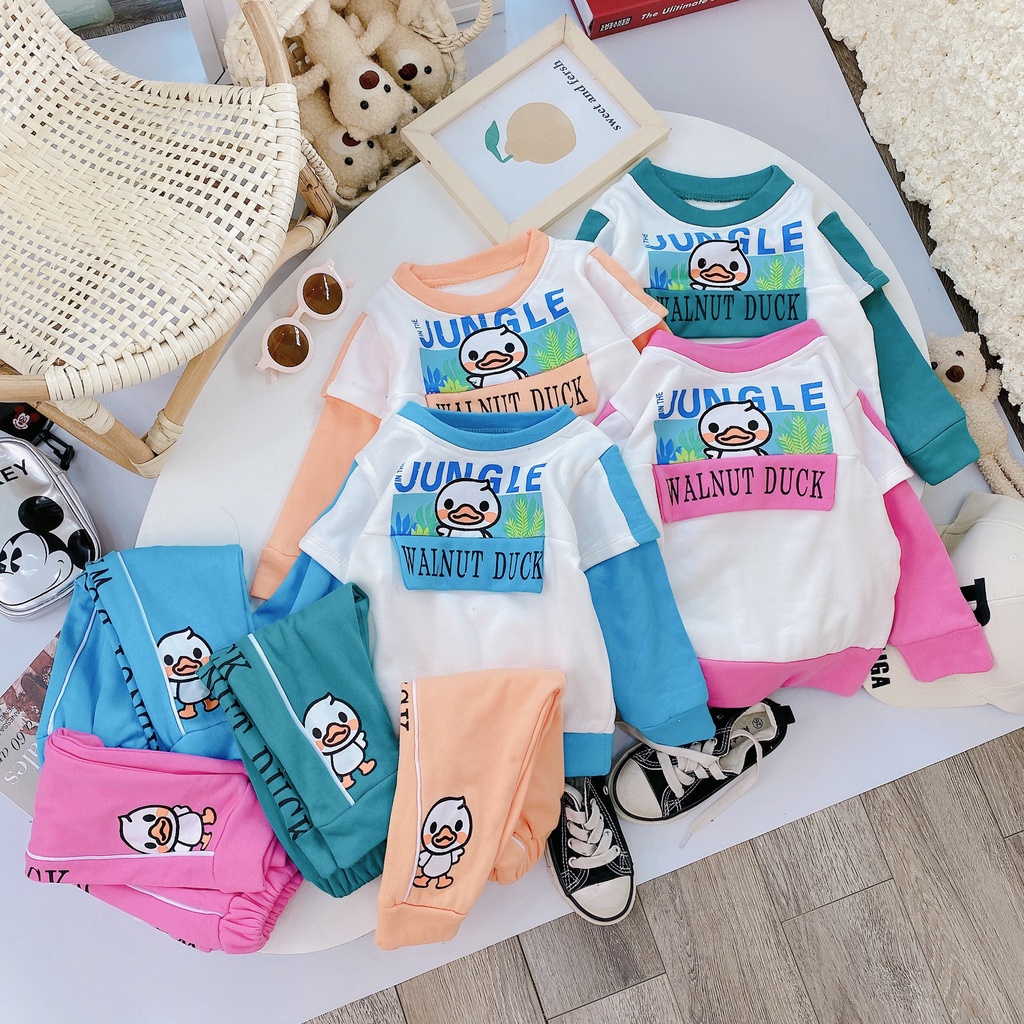 Bộ đồ bé trai và bé gái dài tay thu đông cho bé từ 8-18kg