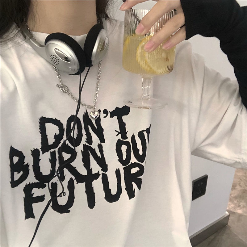 Áo Thun Tay Ngắn Dáng Rộng In Hình Thời Trang Hàn Quốc Cho Nữ