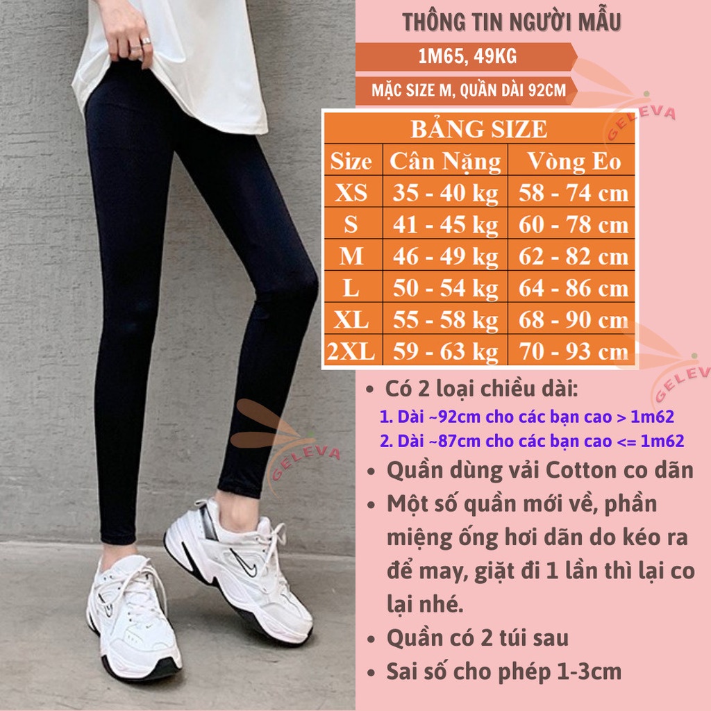 Quần legging nữ dài vải cotton co giãn ôm bó Geleva LEG521