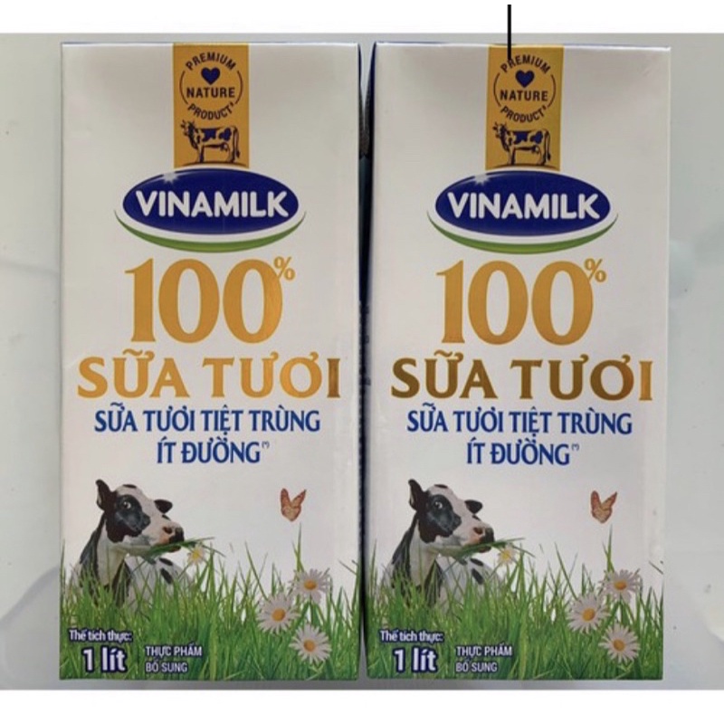 Hộp sữa tươi tiệt trùng 100% Vinamilk 1 lít ít đường