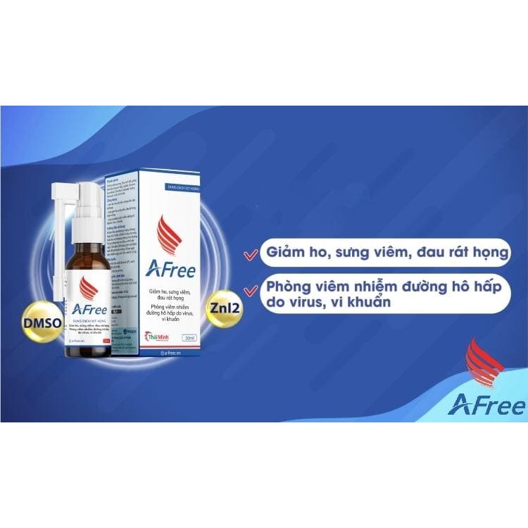 Dung dịch xịt họng Afree hỗ trợ giảm nhanh triệu chứng ho sưng viêm đau rát họng nhiệt miệng Lọ 30ml