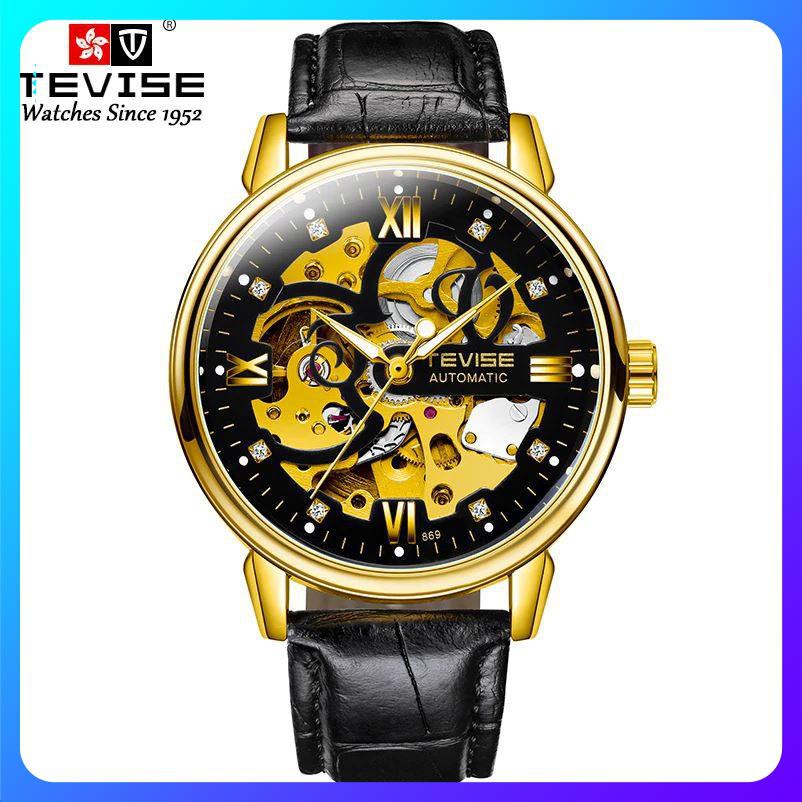 [ Freeship ] Đồng hồ nam automatic dây da bọc su cực bền hiệu tevise chính hãng (tặng kèm hộp) | BigBuy360 - bigbuy360.vn