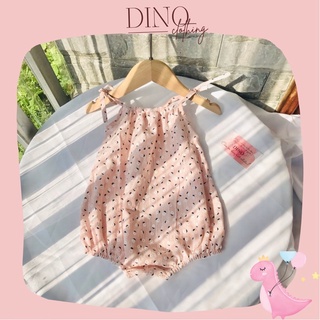 Hàng thiết kế - romper thô linen phun hoa cho bé gái