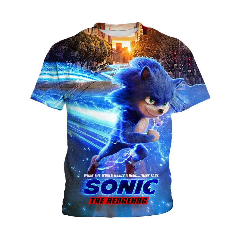 Áo Thun Ngắn Tay In Hình Sonic Thời Trang Dành Cho Bé Trai 3-13 Tuổi