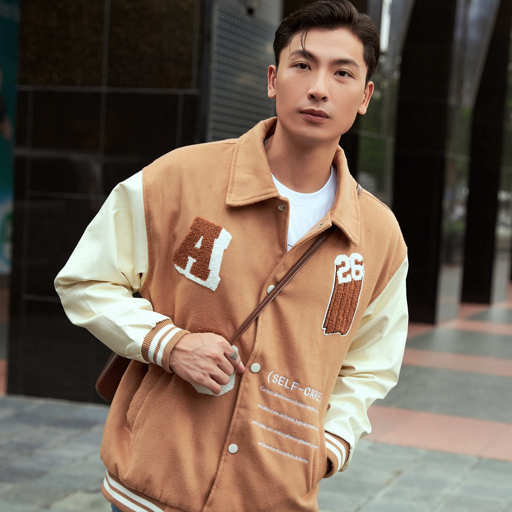 Áo Khoác Varsitty Americus Gosani Màu Nâu, Xanh Rêu