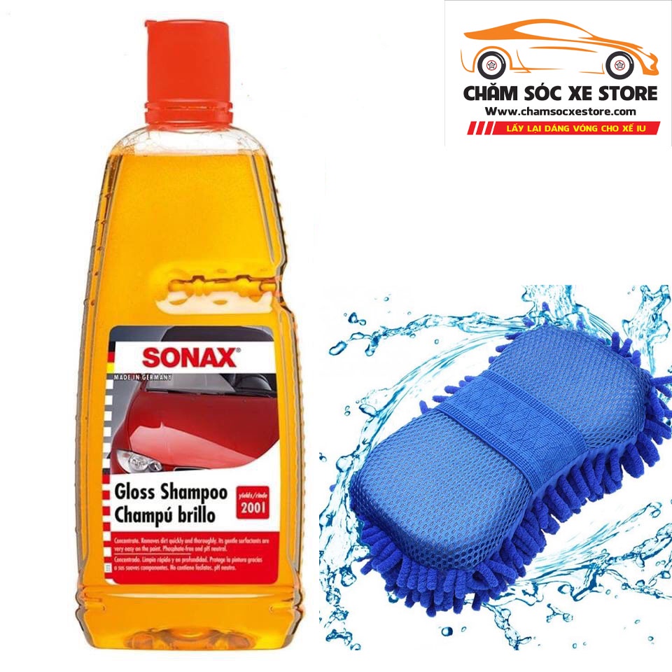 Combo Siêu Rẻ Nước Rửa Xe Sonax 314300 1000Ml Tặng Bao Tay, Khăn, Bọt Biển