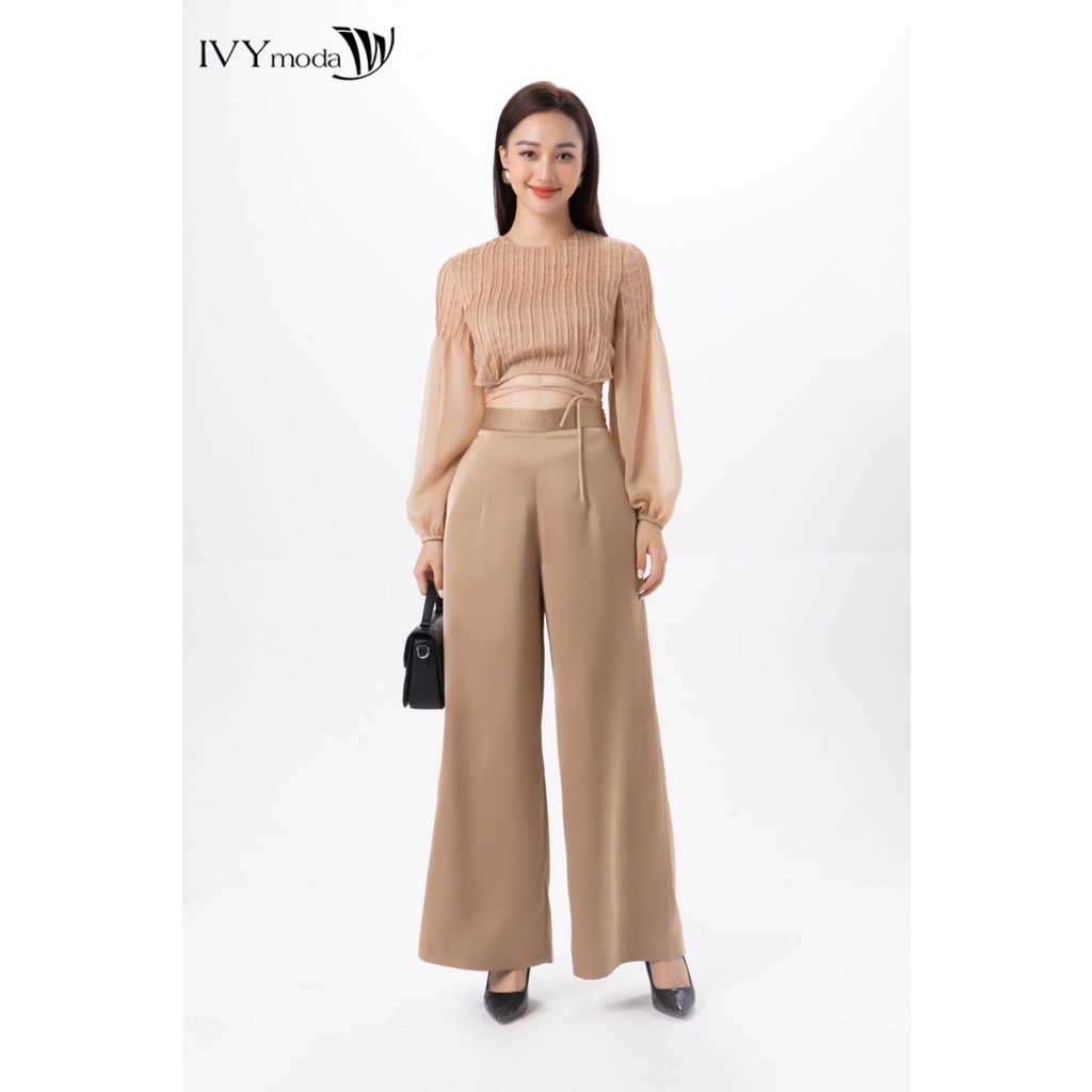 Quần lụa trơn ống suông nữ IVY moda MS 22M7424