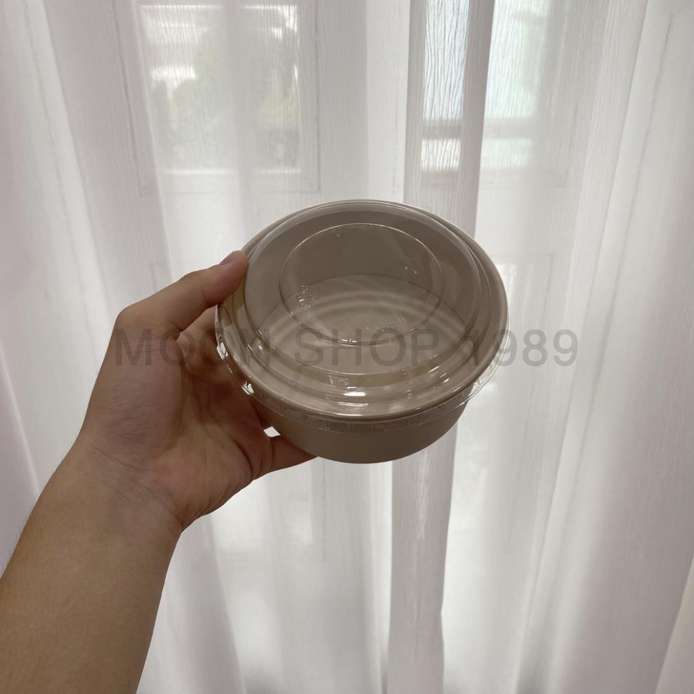 [Kho sỉ]  Combo 50 tô giấy kraft 750ml kèm nắp pet cao cấp