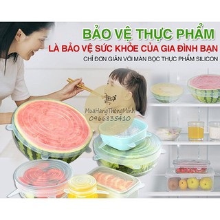 6 màng bọc thực phẩm silicon bền, đẹp, đậy thức ăn, bảo quản đồ ăn tiện ích, thông minh [NẮP ĐẬY SILICON]