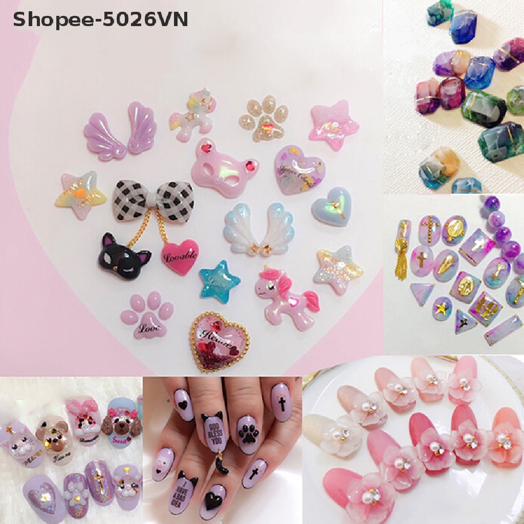 Set 6 Khuôn Silicone Làm Móng Acrylic 3D DIY Tiện Dụng