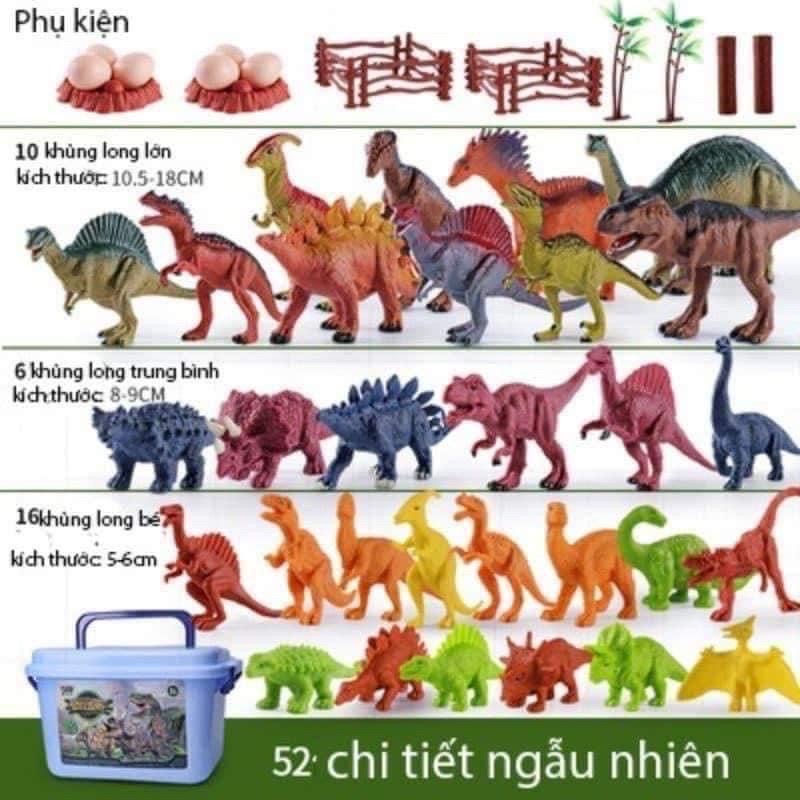 Đồ Chơi Mô Hình Khủng Long 52 chi tiết, Hộp Khủng Long 52 Chi Tiết Cho Bé Tìm Tòi Phát Triển Tư Duy