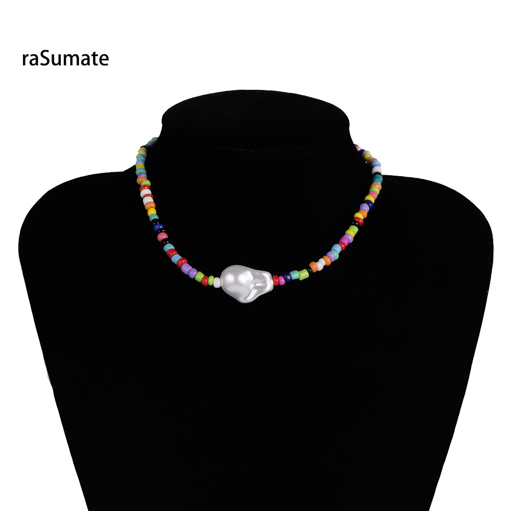 Vòng Cổ Choker Đính Ngọc Trai Nhân Tạo Nhiều Màu Sắc Phong Cách Bohemian Thời Trang Mùa Hè Cho Nữ