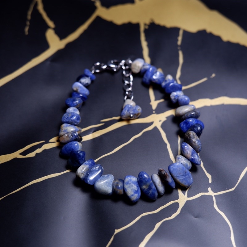 [BlueApatite,Sodalite](đọc nội dung) vòng tay đá vụn thiên nhiên