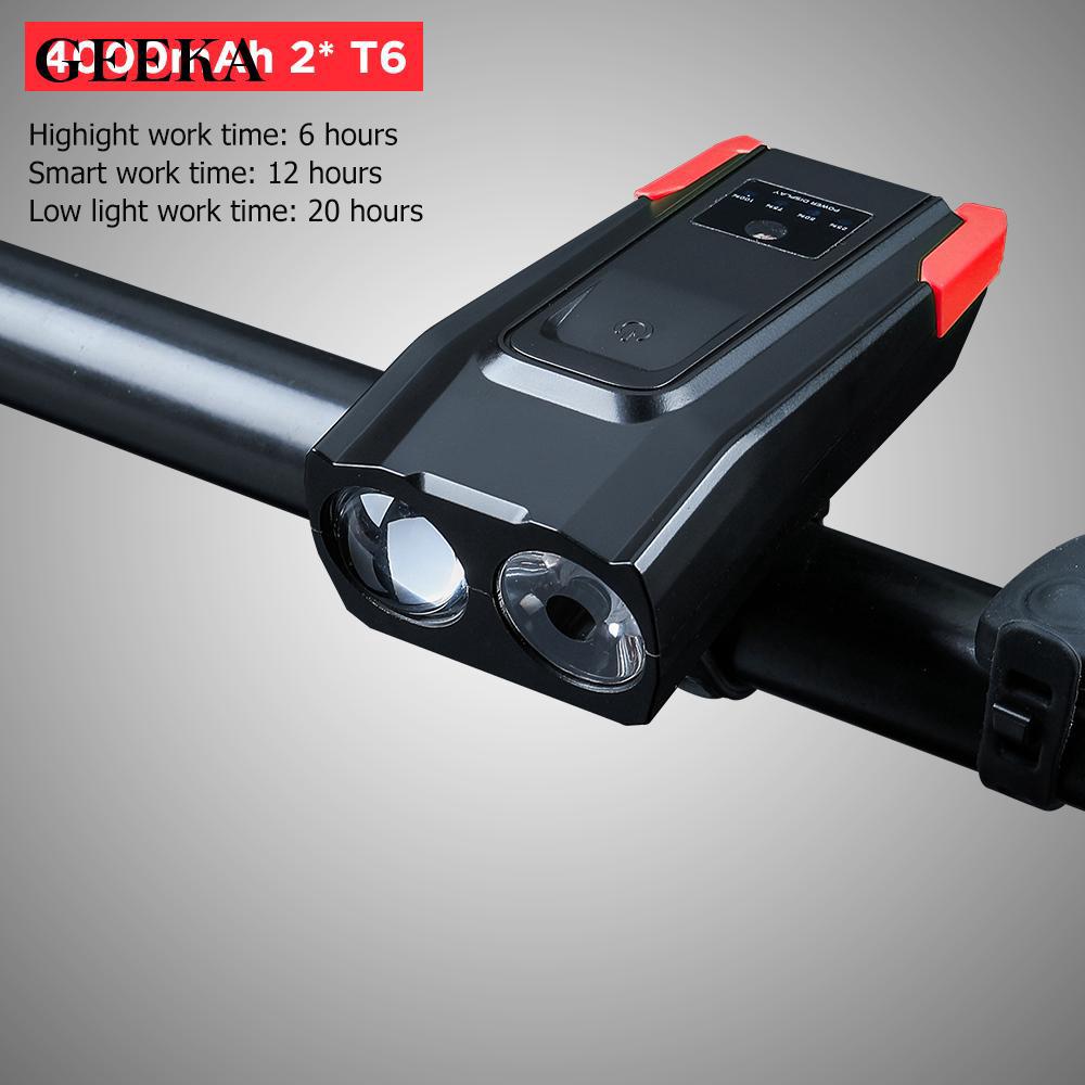 Đèn pha xe đạp kèm còi chống nước có tích hợp sạc USB