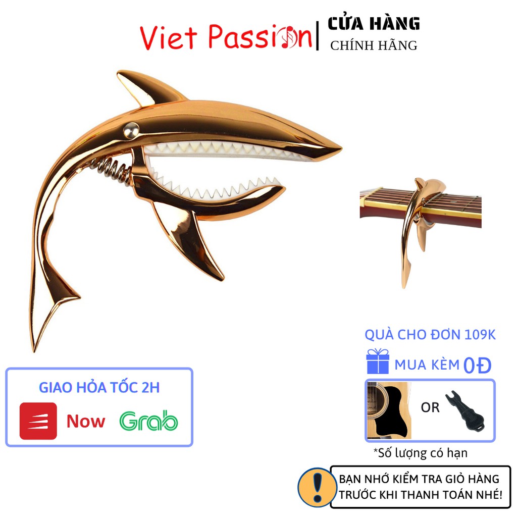 Kẹp capo guitar cá mập cao cấp nâng tông hạ tông dành cho đàn ghita acoustic, classic Viet Passion
