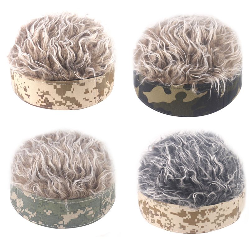 Mũ Beanie Không Vành Gắn Tóc Giả Giả Hóa Trang Halloween Vui Nhộn Cho Nam Và Nữ