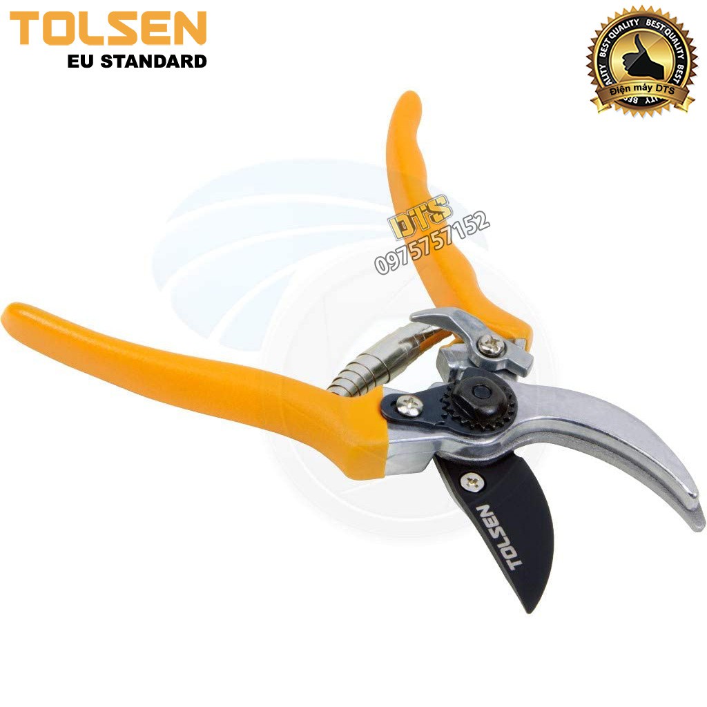 Kéo cắt cành trợ lực công nghiệp TOLSEN 200mm, lưỡi thép SK5 siêu sắc, kéo làm vườn chuyên nghiệp - Tiêu chuẩn Châu Âu