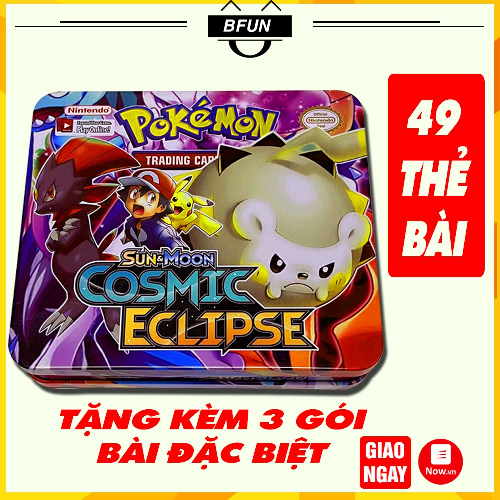 Bộ Bài Pokemon Hộp Sắt PK98 Cao Cấp - 49 Thẻ Bài - Đồ Chơi Trẻ Em BFUN