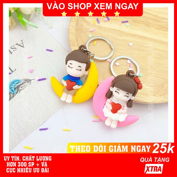 Móc khóa bé gái và bé trai ngồi cung trăng cute 💑 FREESHIP 🚚 Móc khóa bé gái và bé trai ngồi cung trăng - Phát Huy Hoàng