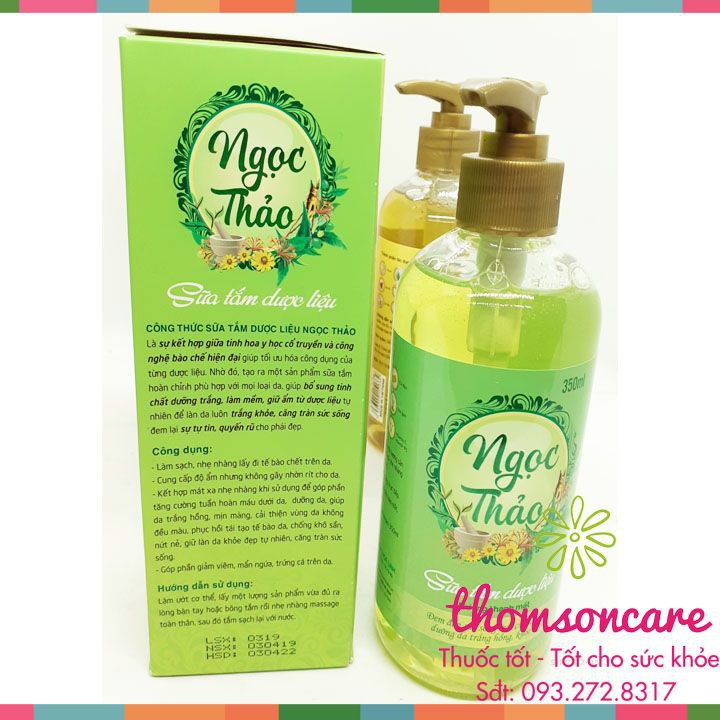 Sữa tắm dược liệu Ngọc Thảo 350ml - Chai có vòi tiện lợi - Tẩy da chết, dưỡng ẩm, giảm mụn lưng trứng cá mẩn ngứa | BigBuy360 - bigbuy360.vn