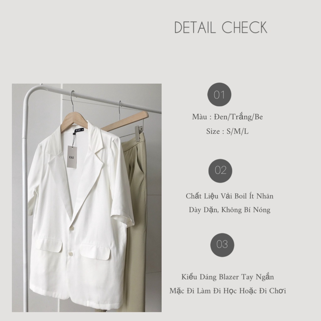 Áo blazer tay ngắn, vest nữ phong cách công sở phom suông 3 màu, có túi nắp, dễ mặc đi làm đi chơi