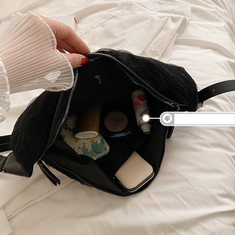 Túi IELGY đeo chéo có khóa kéo phong cách đường phố Hàn Quốc cho nữ