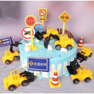 Bộ 6 Xe Cẩu Nhựa Trang Trí Bánh Kem, Sinh Nhật