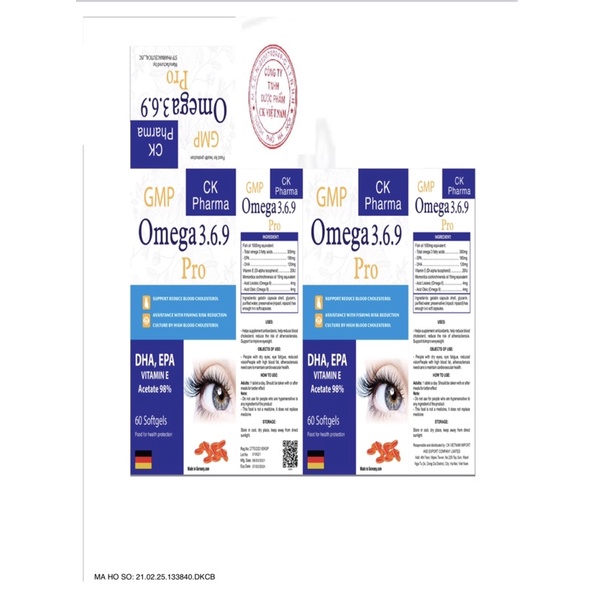 Viên dầu cá Omega 369 Pro Ck Pharma. Bổ não, sáng mắt, khỏe tim mạch - Hộp 60 viên chuẩn GMP Bộ Y Tế