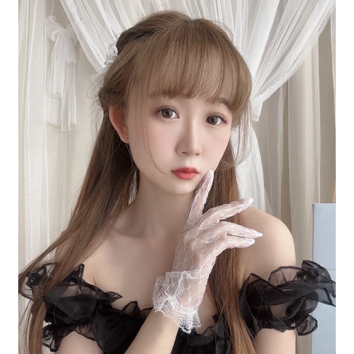 Găng tay ren lưới mỏng phong cách lolita - Găng tay cô dâu ren quyến rũ Fx Anime (Có clip, ảnh thật)