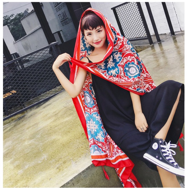 Khăn du lịch khăn đi biển boho S31810 có ảnh thật