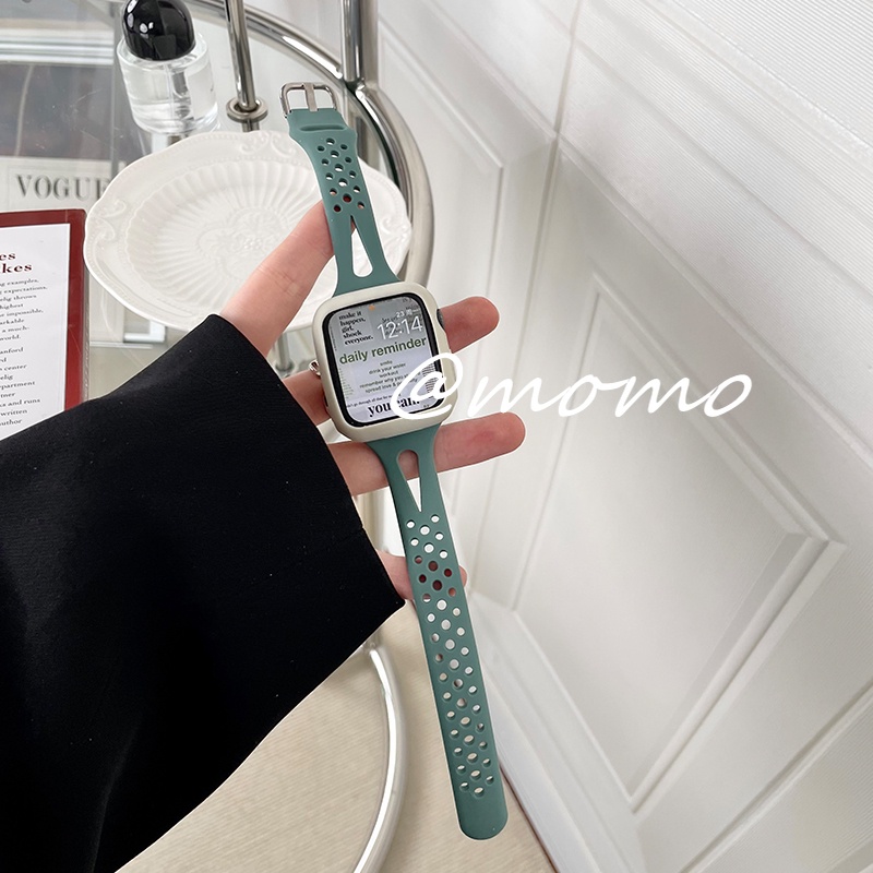 Dây Đeo Bằng Silicone Cao Su Thoáng Khí Cho Apple Watch Serise 7 6 5 4 3 2 SE