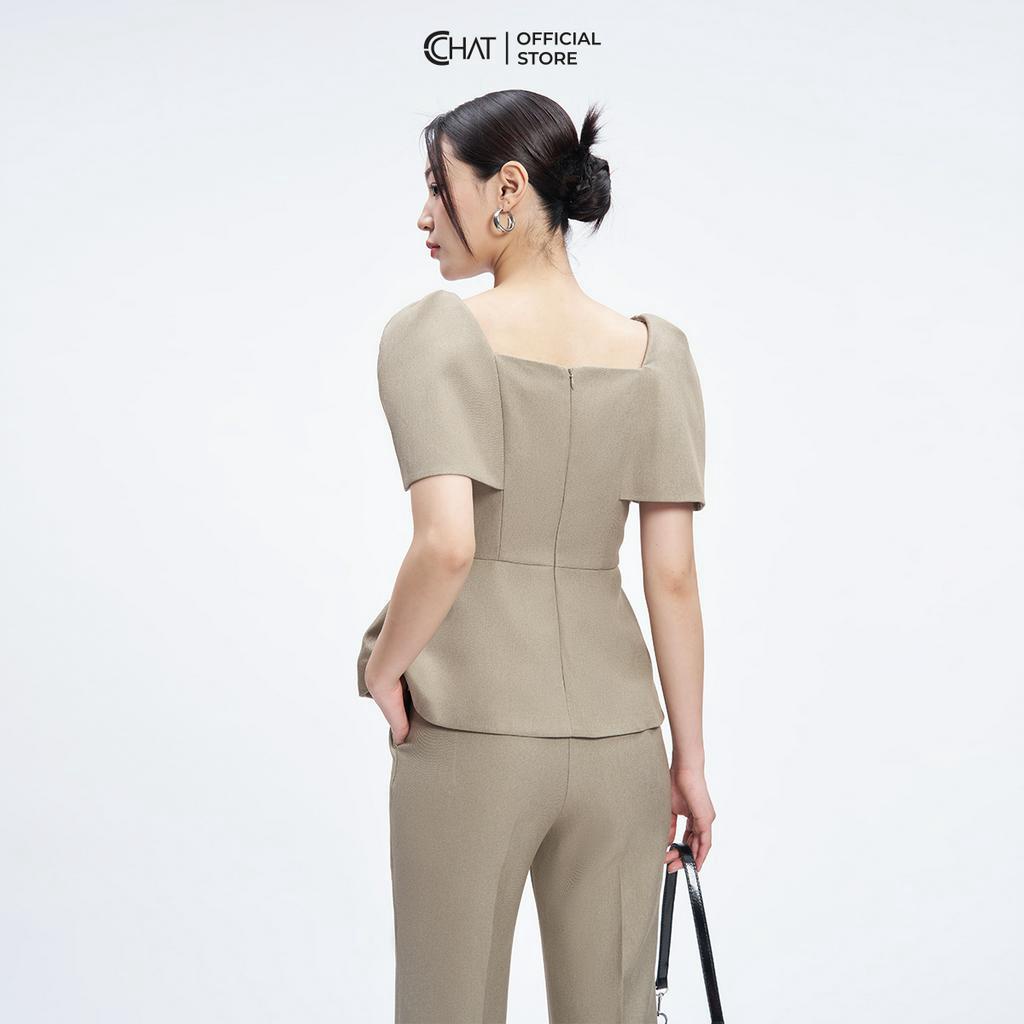 Set Đồ Nữ 𝐂𝐂𝐇𝐀𝐓 Áo Peplum Quần Ống Vẩy Chất Tuytsi Cao Cấp Mềm Mịn 53BNS2001ET
