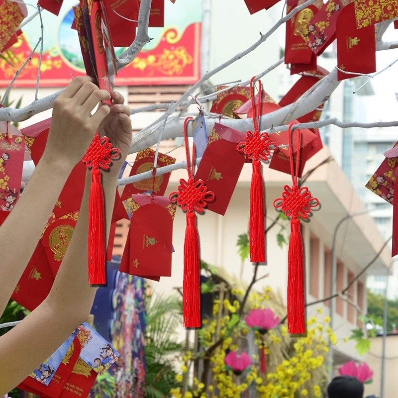 Mặt Dây Chuyền Thắt Nút Thủ Công Tua Rua Tinh Tế Phong Cách Trung Hoa Có Thể Tái Sử Dụng Làm Đồ Trang Trí Cho Năm Mới