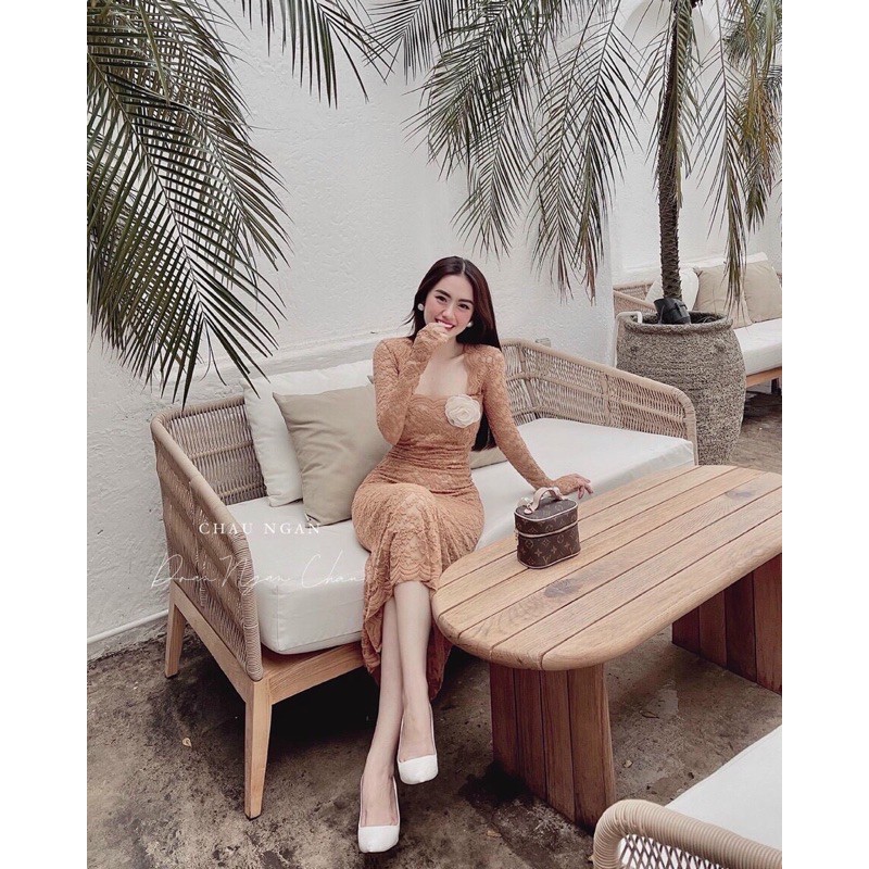 ĐẦM TAY DÀI ĐUÔI CÁ CÀI HOA