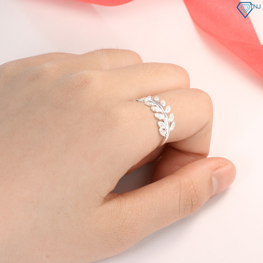 Nhẫn nữ bạc 925 đeo ngón trỏ hình chiếc là nguyệt quế NN0199 Trang Sức TNJ
