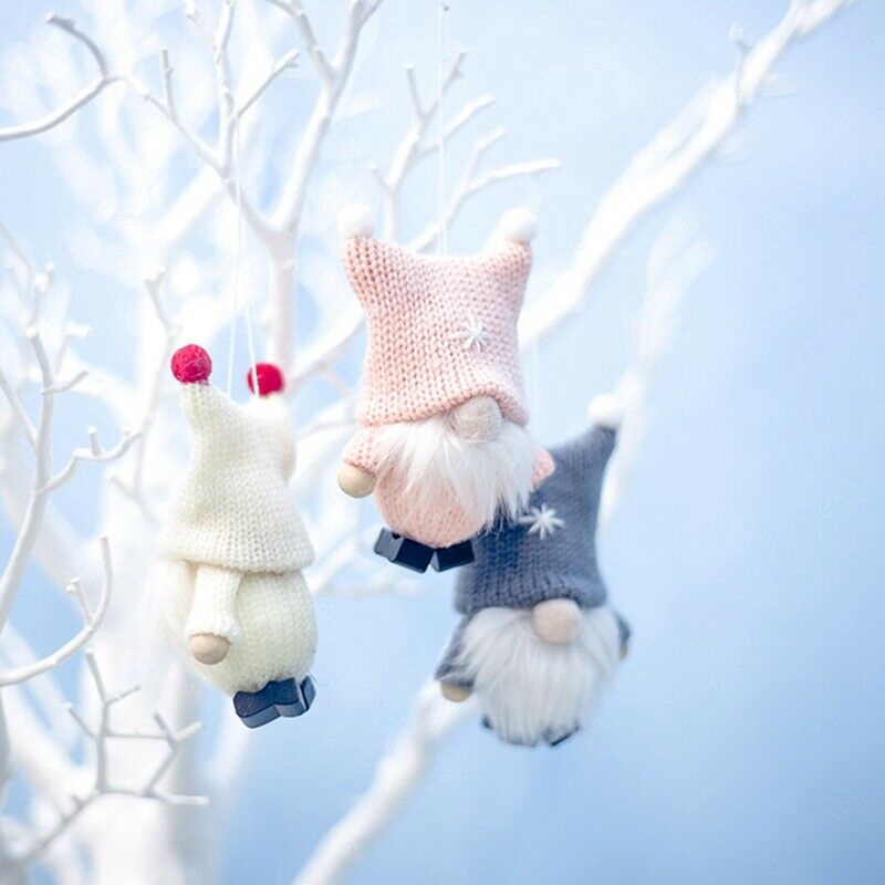 Búp Bê Yêu Tinh Đan Len Swedish Gnome Tomte Nhồi Bông Treo Trang Trí Giáng Sinh