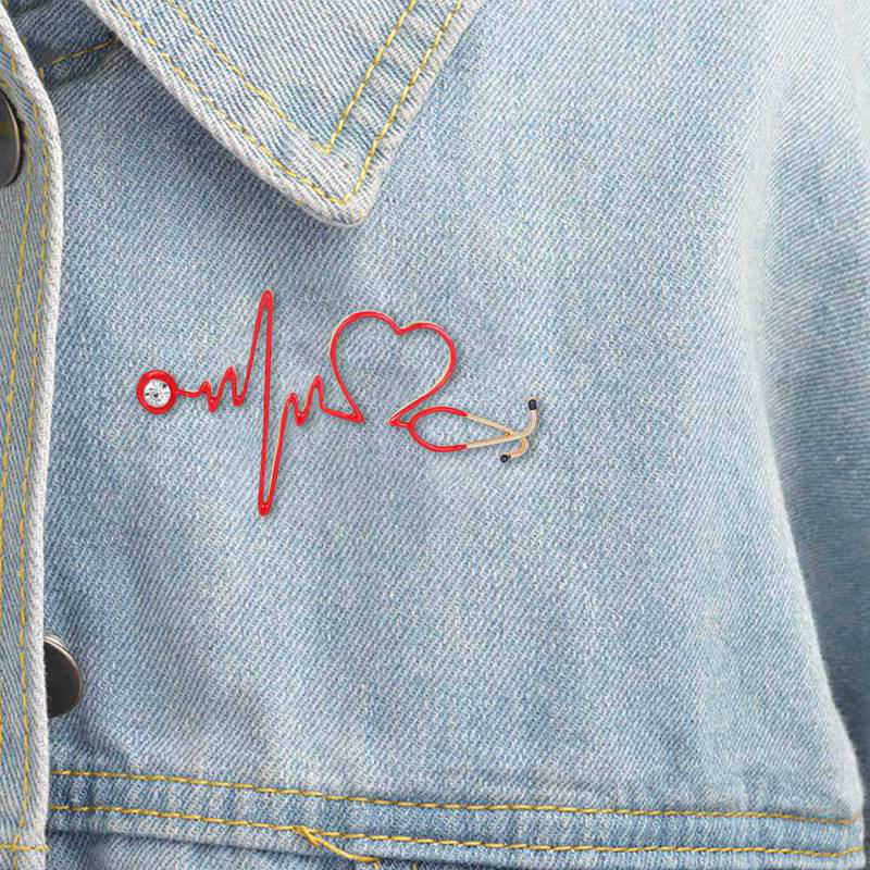 flowersqueen Khuy Cài Áo Hình Nhịp Tim Đính Đá Nhiều Màu Sắc