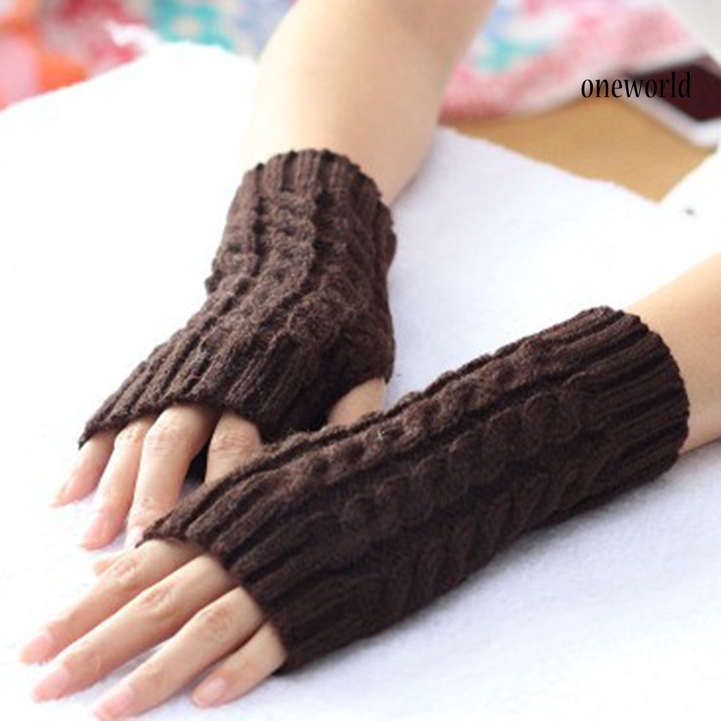 Găng Tay Len Hở Ngón Dày Dặn Giữ Ấm Mùa Đông Cho Nam Nữ