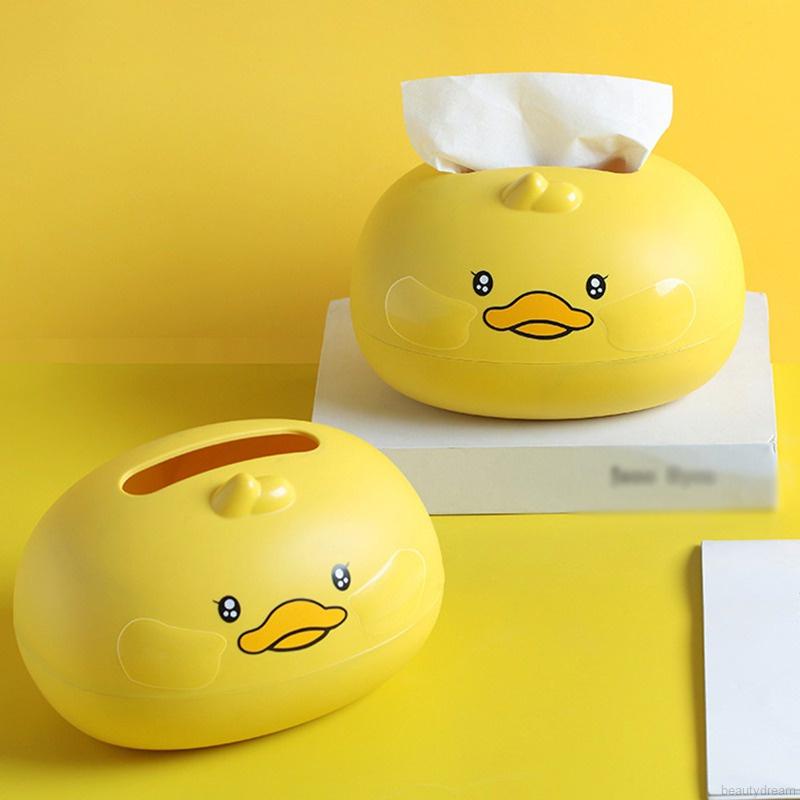 Hộp Đựng Khăn Giấy Để Bàn Hình Vịt Vàng Siêu Đáng Yêu