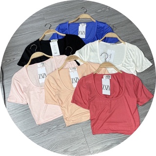 Áo croptop cổ u tay ngắn