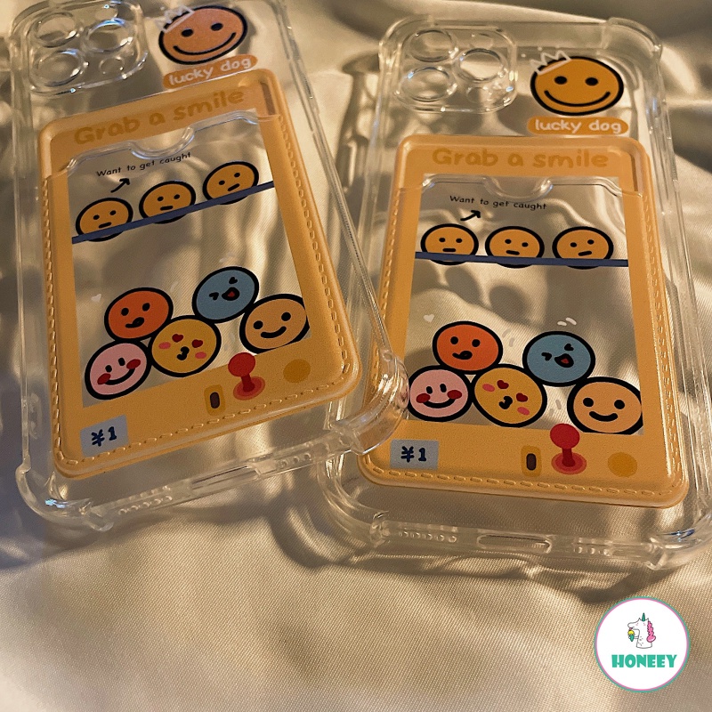 Ốp điện thoại TPU mềm chống sốc có ví đựng thẻ họa tiết mặt cười emoji kiểu Hàn cho IPhone 13 12 11 Pro Max XR 7 Plus | BigBuy360 - bigbuy360.vn