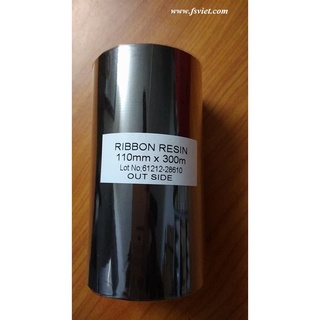 Cuộn mực -ruy băng mực in mã vạch Resin khổ 110x300m  giữ màu lâu không trôi