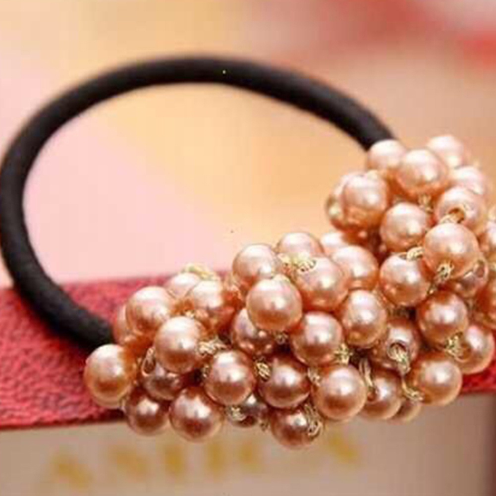 Dây Cột Tóc Co Giãn Đính Ngọc Trai Giả Ngọt Ngào Cho Nữ