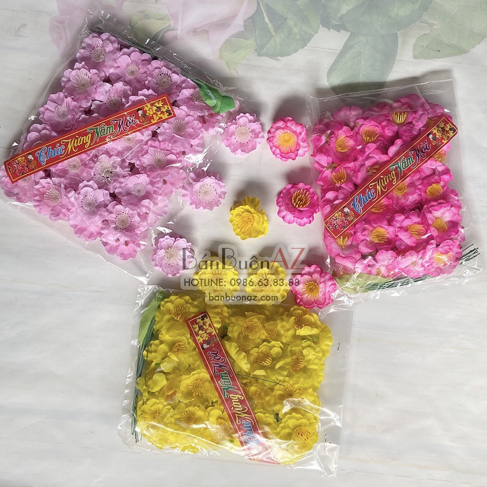 Túi Hoa Đào Mai giả loại đẹp trang trí tết, kèm dây kẽm , làm cây, design chụp ảnh