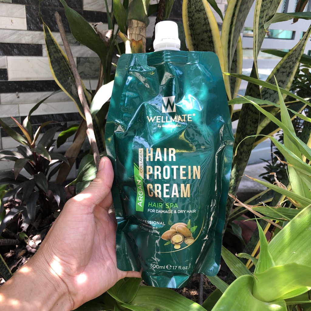 KEM HẤP WELLMATE HAIR PROTEIN CREAM ARGAN COLLAGEN 500ML