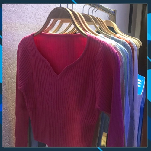 Áo len croptop dài tay cổ chữ v ulzzang nữ Hàn Quốc | BigBuy360 - bigbuy360.vn